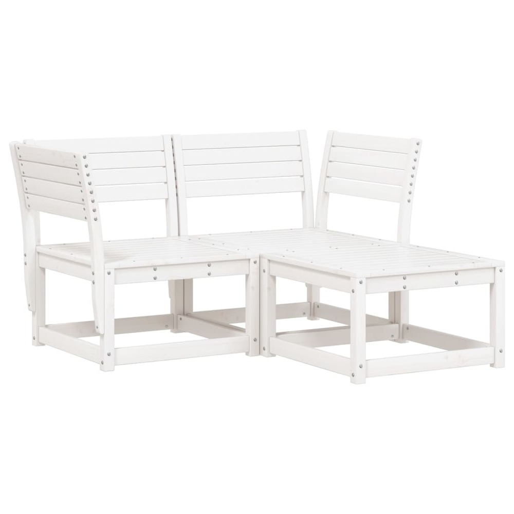 Salon de jardin 3 pcs blanc bois de pin massif