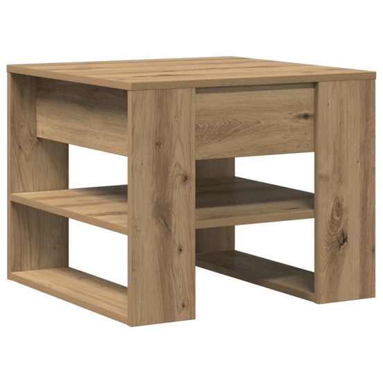 Table basse chêne artisanal 55,5x55x45 cm bois d'ingénierie