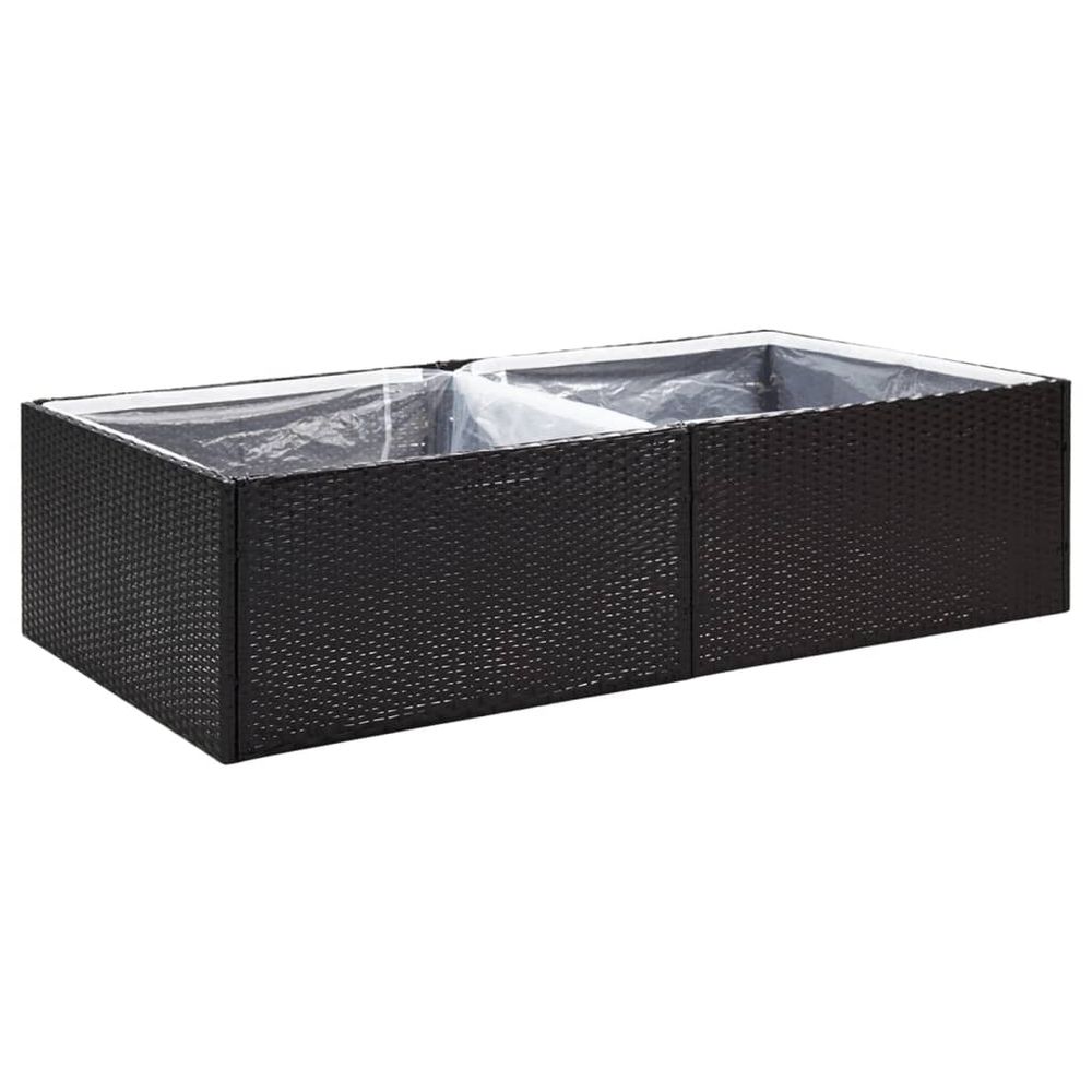 Jardinière bac lit surélevé plantes fleurs terrasse jardin 157 x 80 x 40 cm résine tressée noir