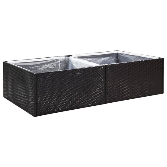 Jardinière bac lit surélevé plantes fleurs terrasse jardin 157 x 80 x 40 cm résine tressée noir