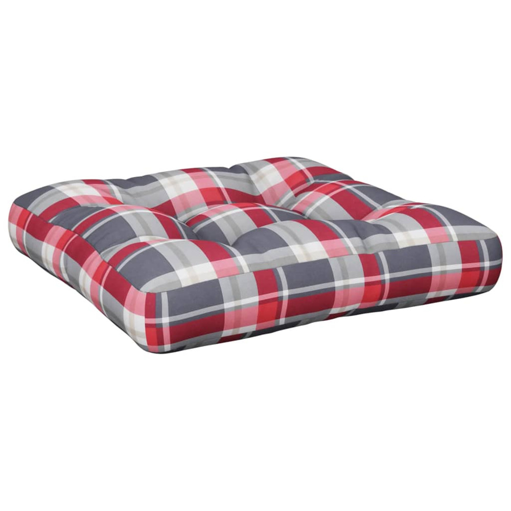 Coussin de palette carreaux rouges 58x58x10 cm tissu