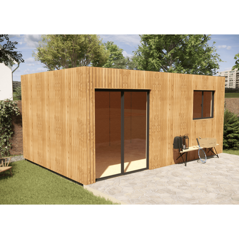 Studio de jardin bien isolé en bois 5,5 x 3,5 x 2,7 m / isolation re2020