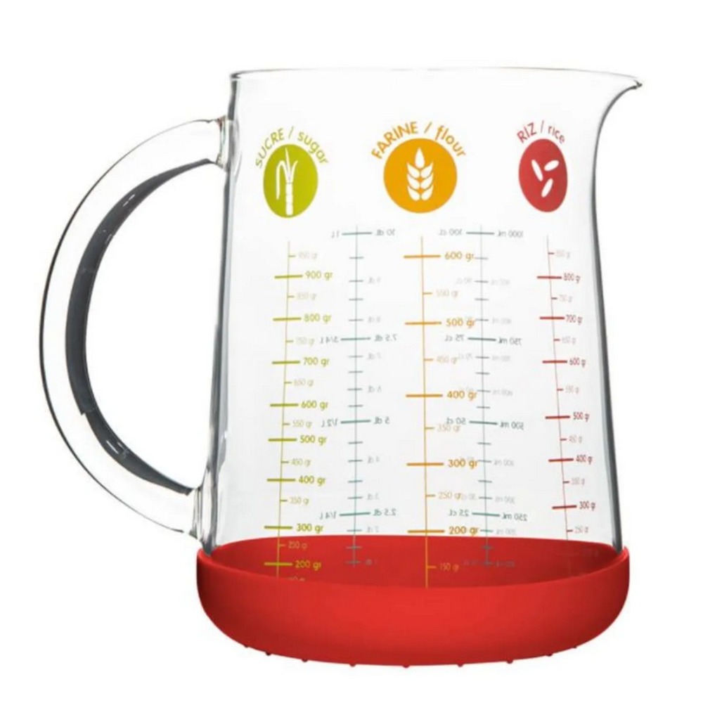 Pichet doseur en verre et silicone 1l - pkm-1000r