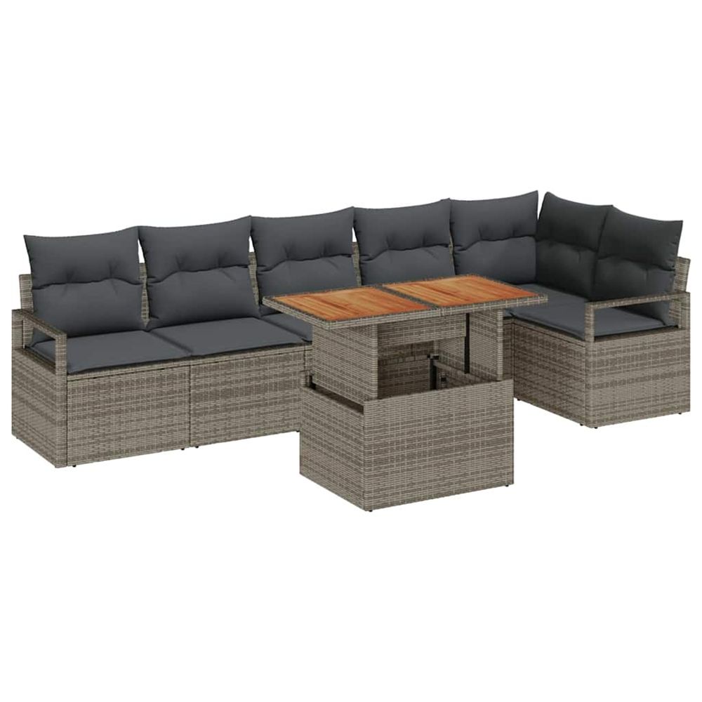 Ensemble de canapé de jardin 7 pc 6-nombre de places gris