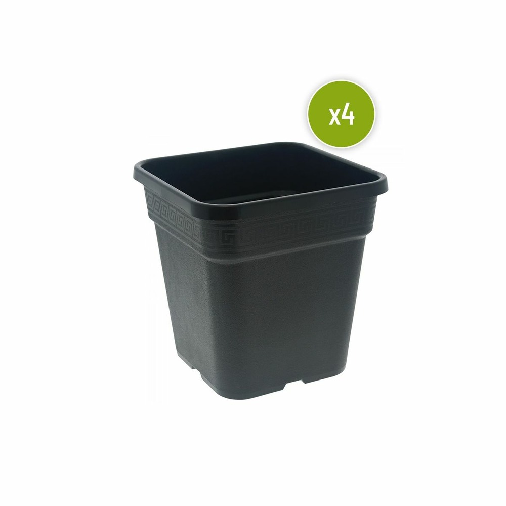 Lot de 4 pots carre noir 33.5 x 33.5 x 33.5 cm