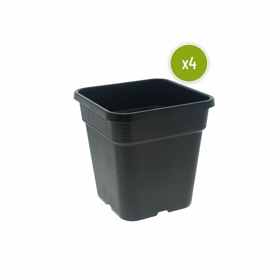 Lot de 4 pots carre noir 33.5 x 33.5 x 33.5 cm