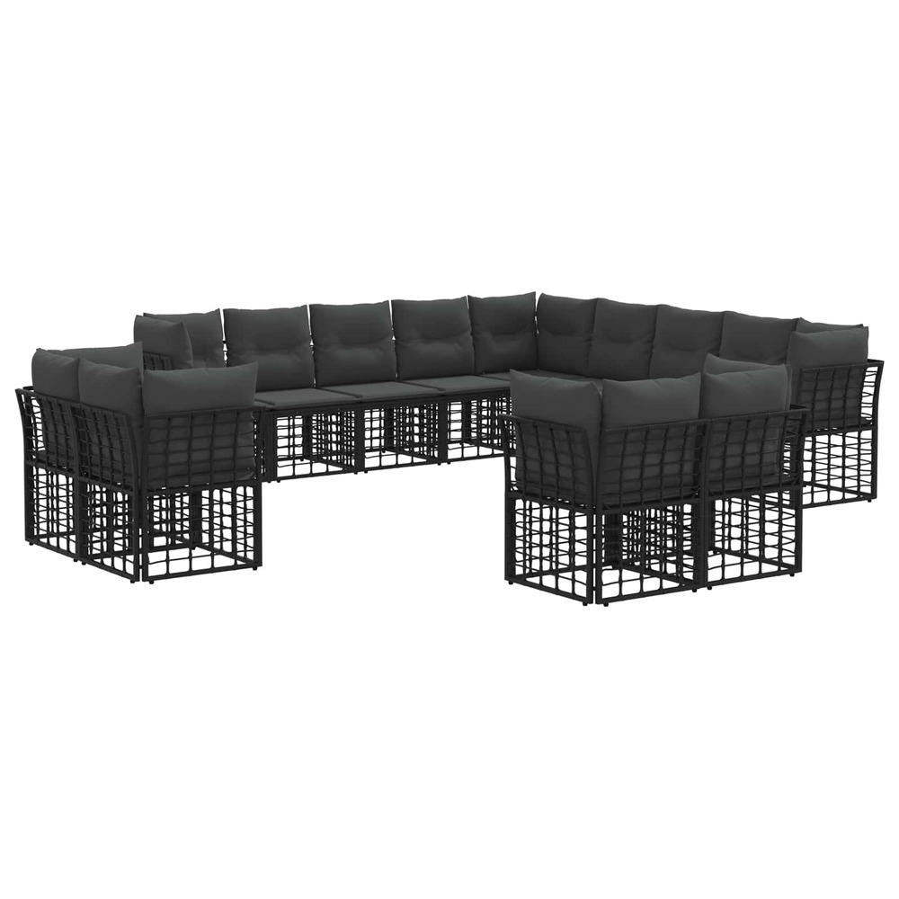 Ensemble de canapés d'extérieur noir et gris foncé polyester