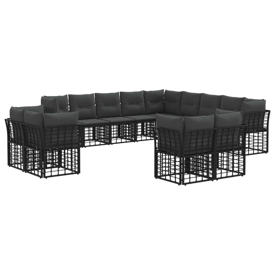 Ensemble de canapés d'extérieur noir et gris foncé polyester