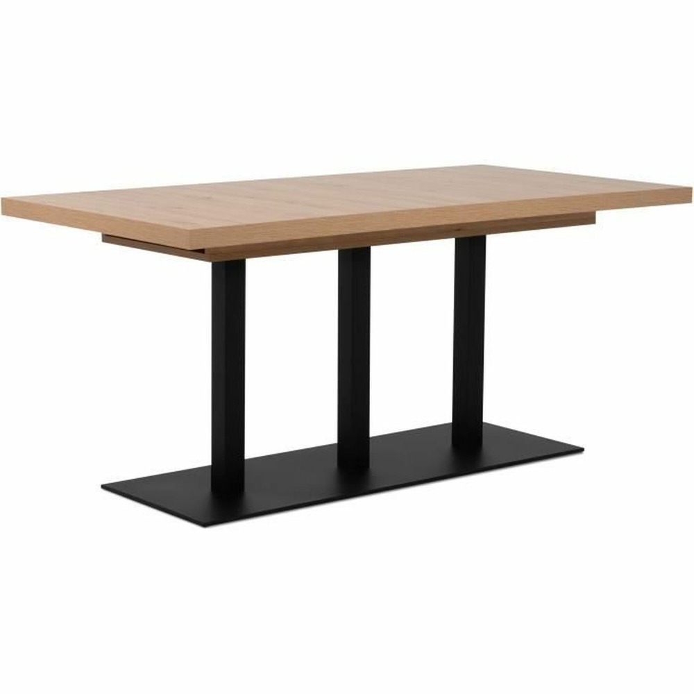 Table à manger extensible quadrato en mélaminé chêne et noir 8 à 12 personnes - 160-240 x 75 x 80 cm