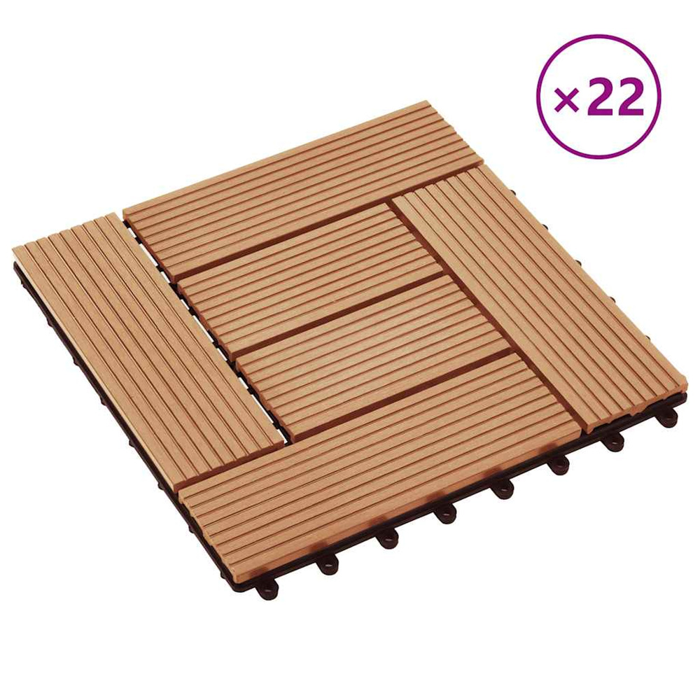 Carreaux de terrasse 22 pcs 30 x 30 cm 2 m² wpc teck