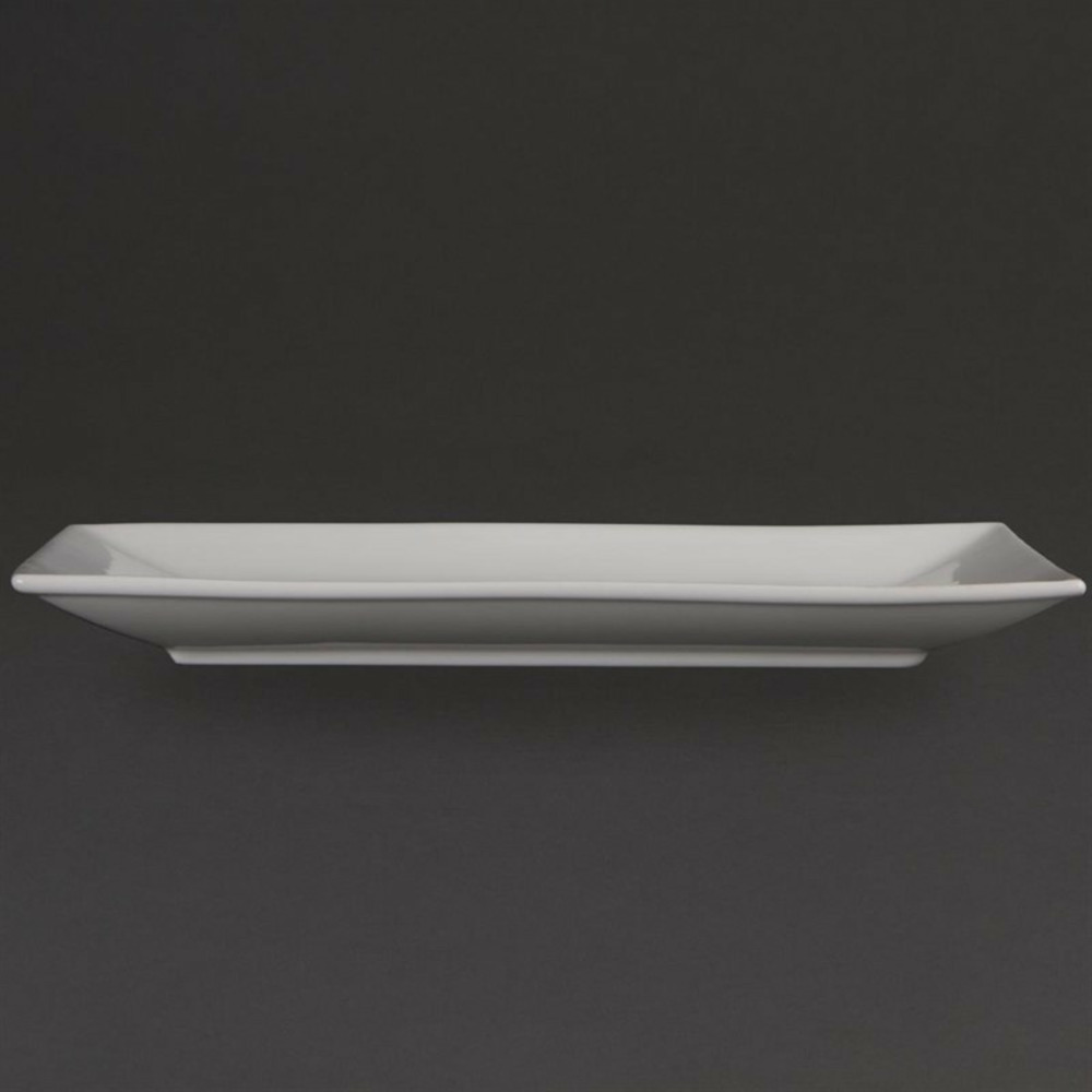 Plat rectangulaire de service en porcelaine blanche 310 x 180 mm - boite de 2 - olympia