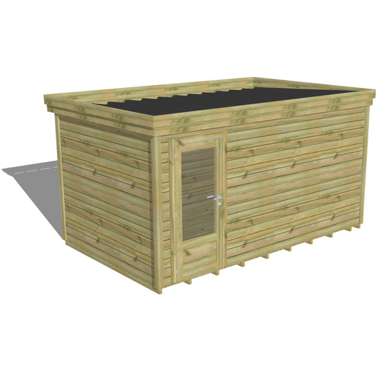 Abri de jardin bois pin traité autoclave 27mm - 4,34x2,64m / 11m2 - bac acier - plancher bois