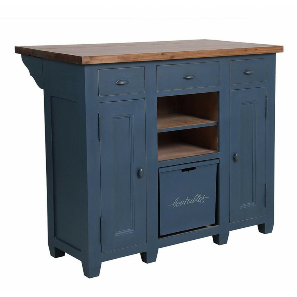 Comptoir bar bois bleu - brocante interior's