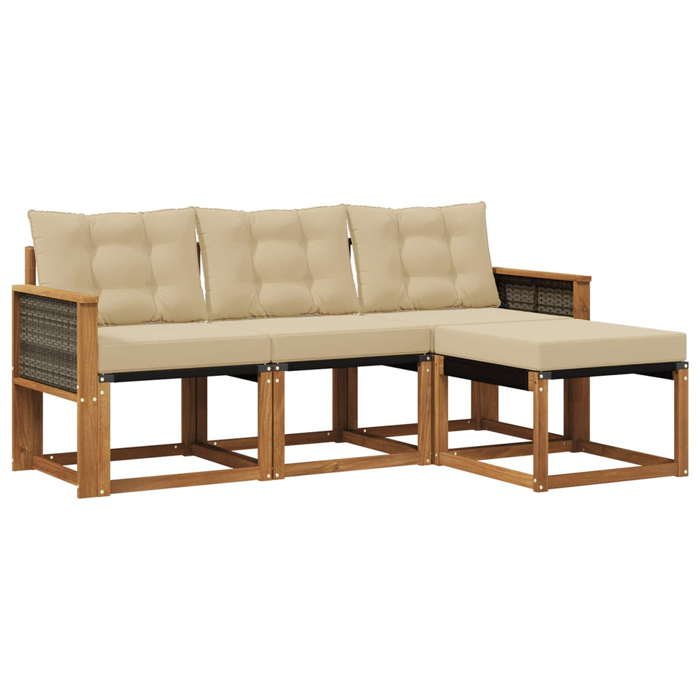 Ensemble de canapés d'extérieur 4 pcs naturel et beige