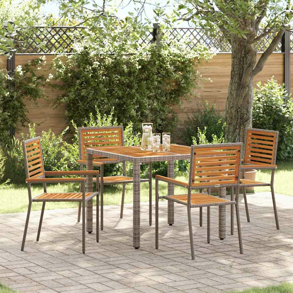 Ensemble de salle à manger pour jardin 5 pcs gris et marron