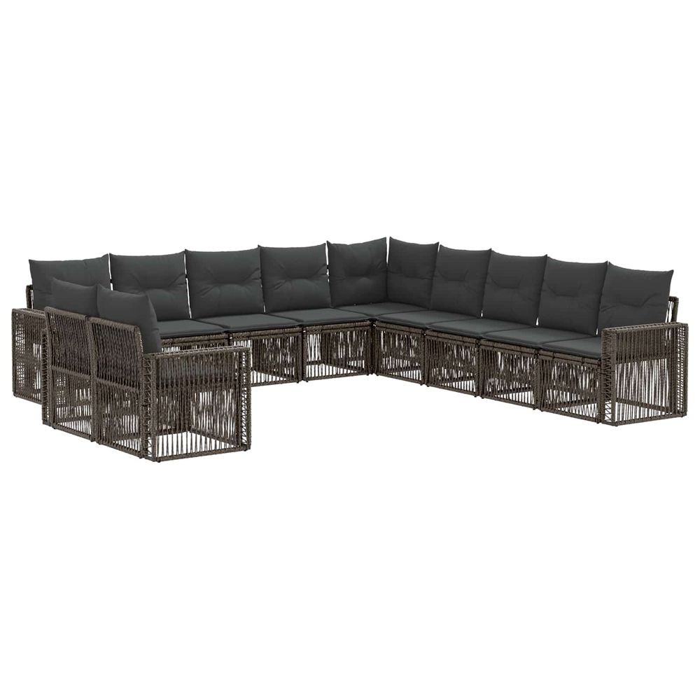 Ensemble de canapé de jardin 11 pc gris et gris foncé polyrotin