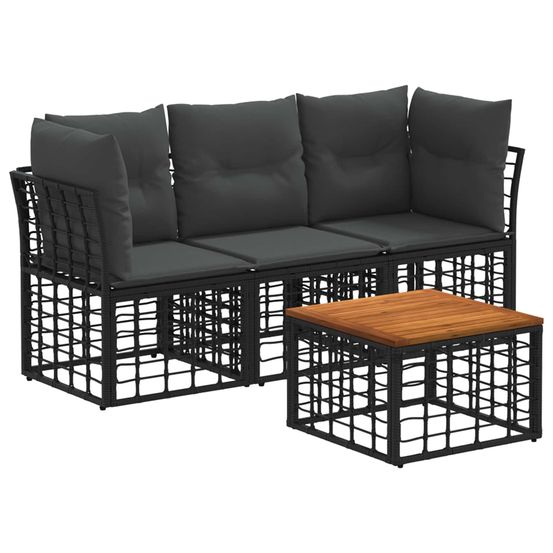 Ensemble de canapés d'extérieur 4 pc noir et gris foncé
