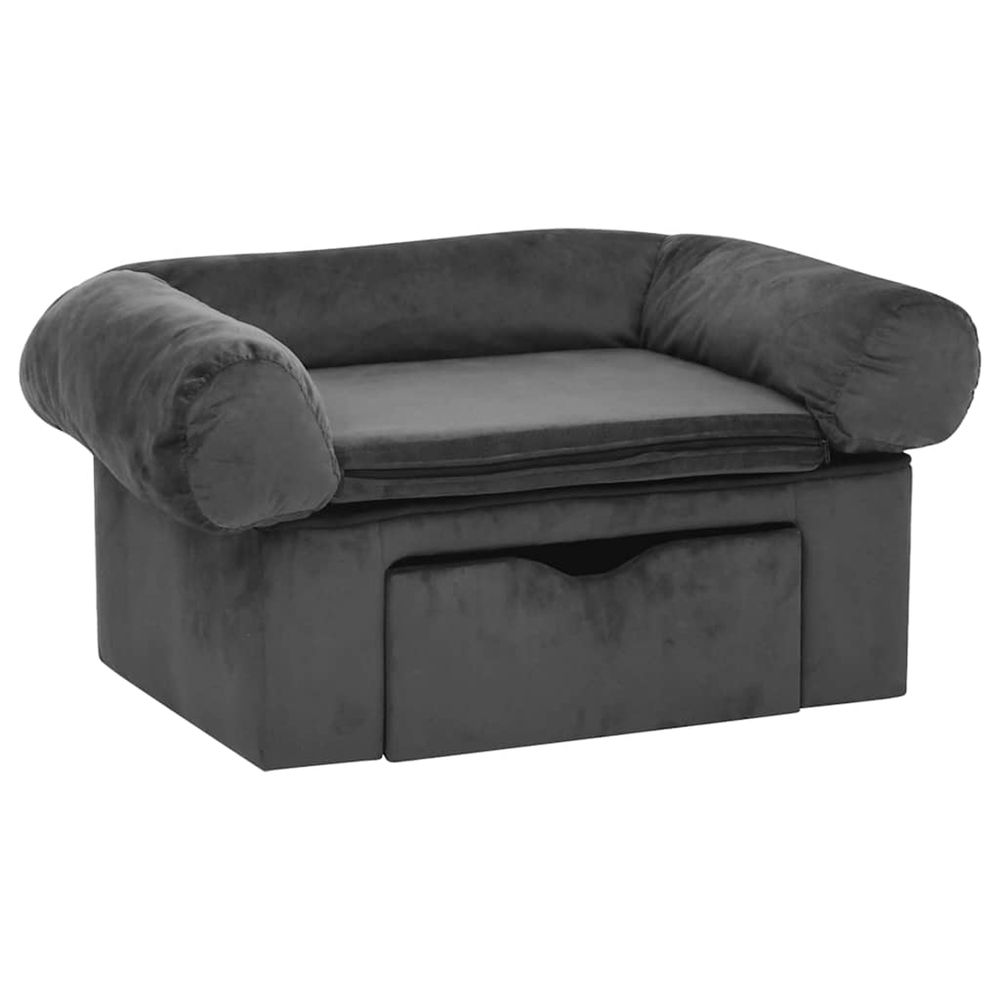 Canapé pour chien avec tiroir gris foncé 75x50x38 cm peluche