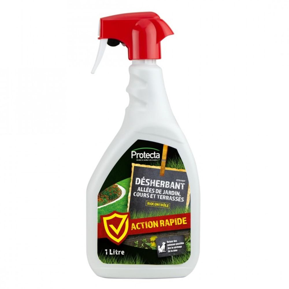 Protecta - désherbant en spray de 1l pour allées de jardin, cours, terrasses