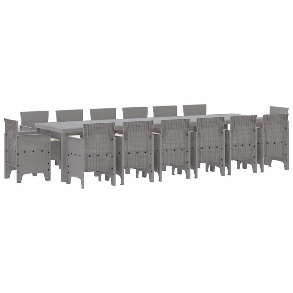 Ensemble de salle à manger pour jardin 15 pc gris clair