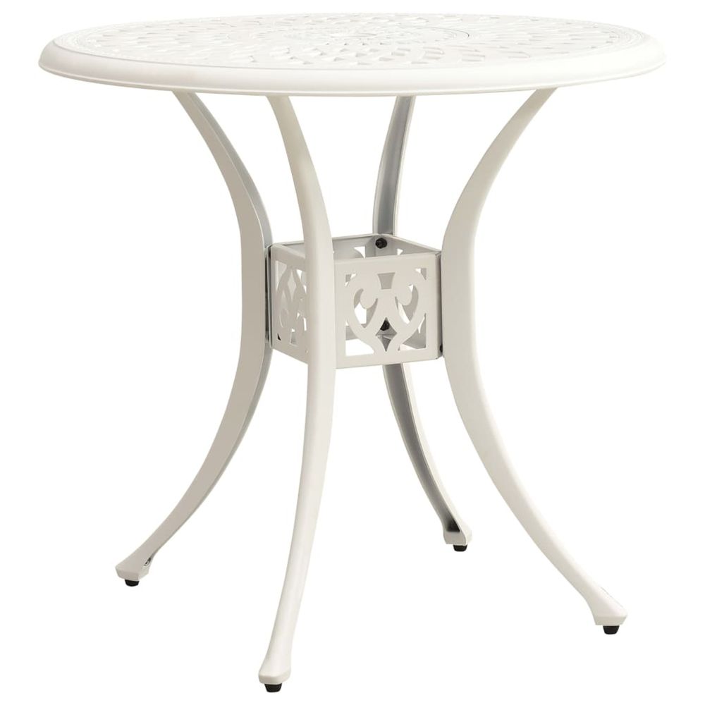 Table de jardin blanc 78x78x72 cm aluminium coulé