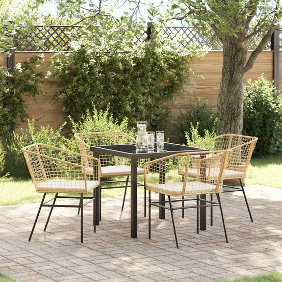 Ensemble de salle à manger pour jardin 5 pcs marron polyrotin