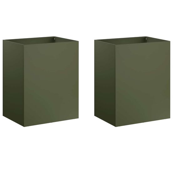 Cache-pot de jardin 2 pc vert olive 40 x 30 x 40 cm