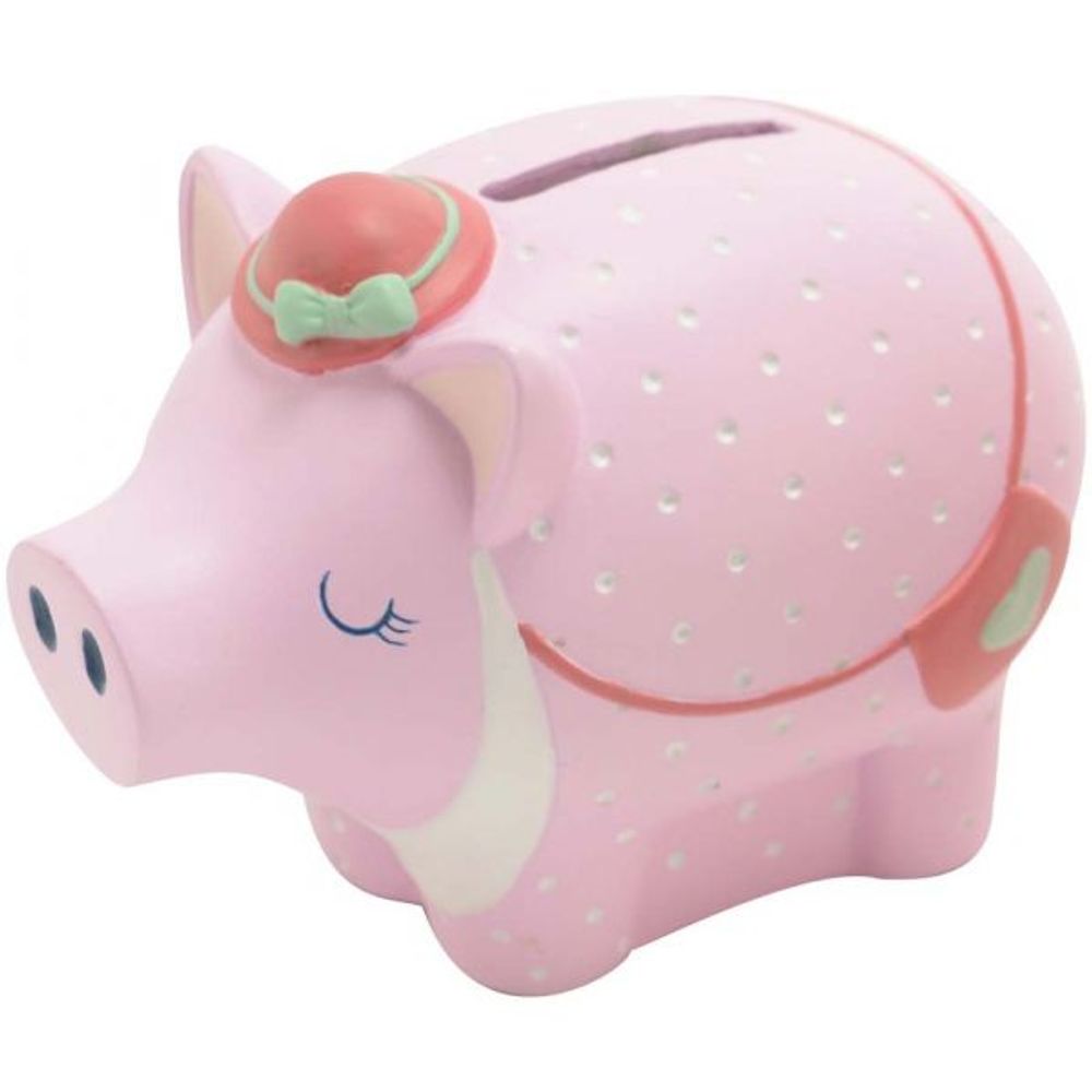 Tirelire cochon en résine jade cochon avec chapeau