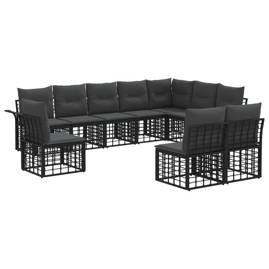 Ensemble de canapés d'extérieur 10 pc noir et gris foncé