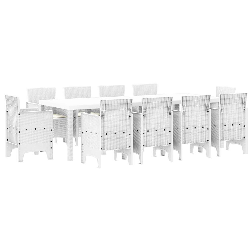 Ensemble de salle à manger pour jardin 11 pc blanc