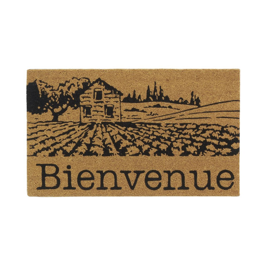 Paillasson coco intérieur extérieur 75 x 45 cm village de provence bienvenue