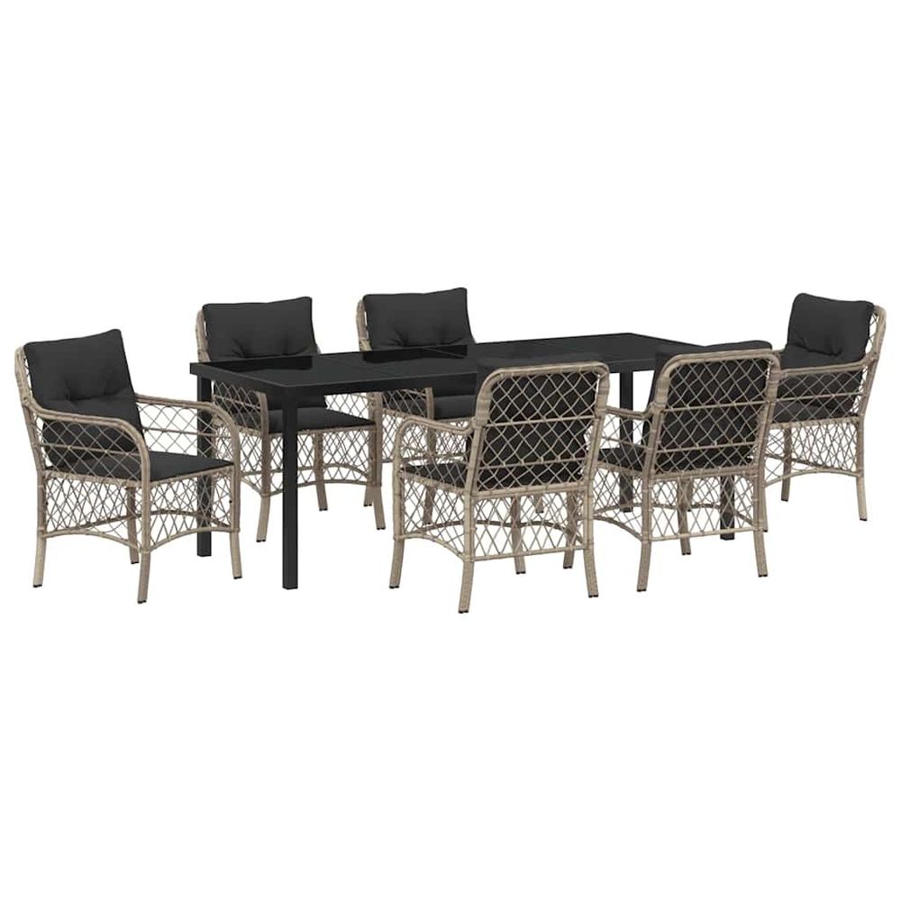 Ensemble de salle à manger pour jardin 7 pc gris clair