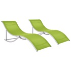 Lot de deux chaises longues pliables textilène vert