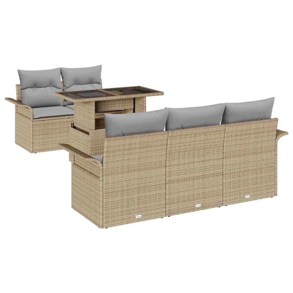 Ensemble de canapé de jardin 6 pcs beige poly rattan