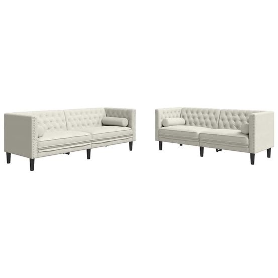 Ensemble de canapé chesterfield et traversins 2pcs velours