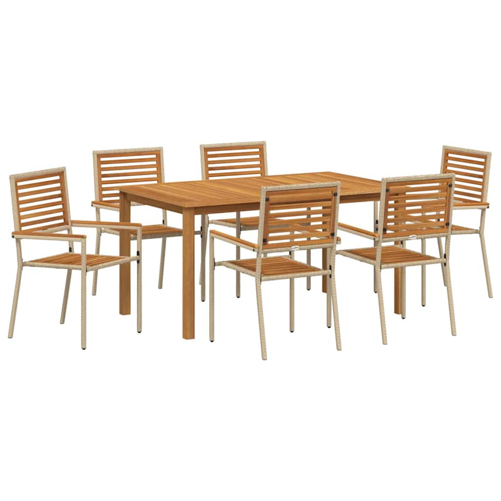 Ensemble de salle à manger pour jardin 7 pcs beige