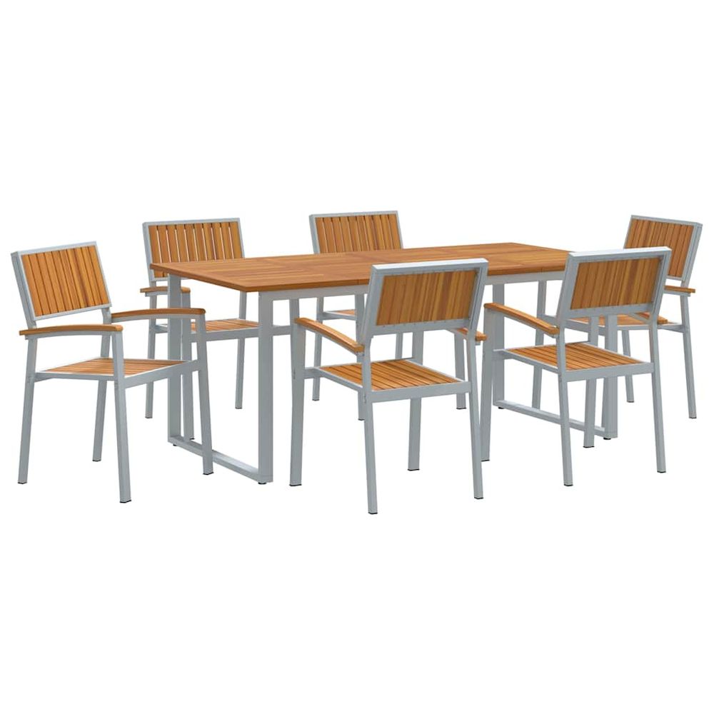 Ensemble de salle à manger pour jardin 7 pc gris