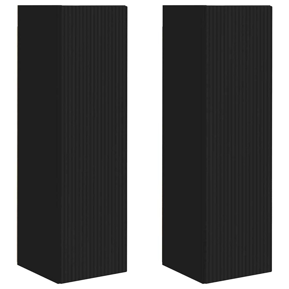 Meuble tv mural 2 pc noir bois d'ingénierie