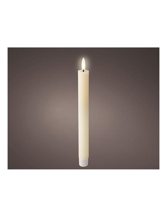 Pack de 2 unités de bougie en cire led, couleur beige unique, ø2,2x24,5cm, lumineo