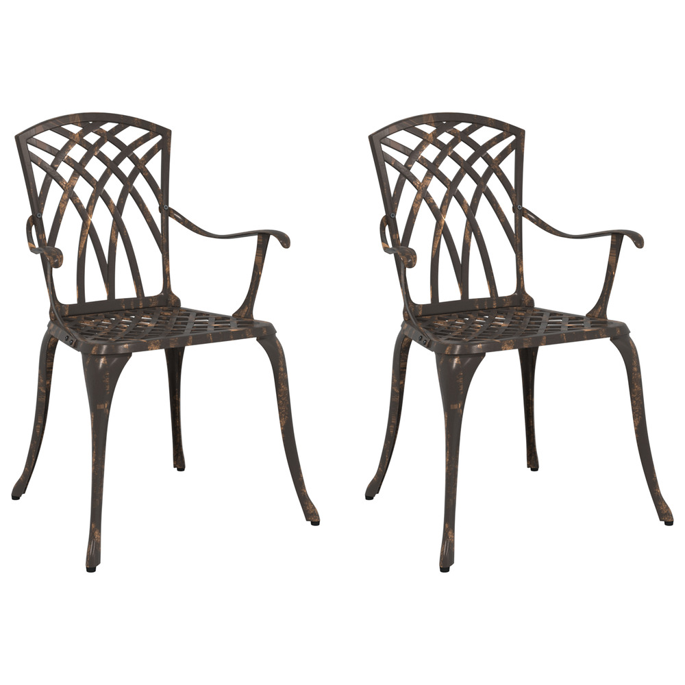 Chaises de jardin 2 pcs en alu bronze