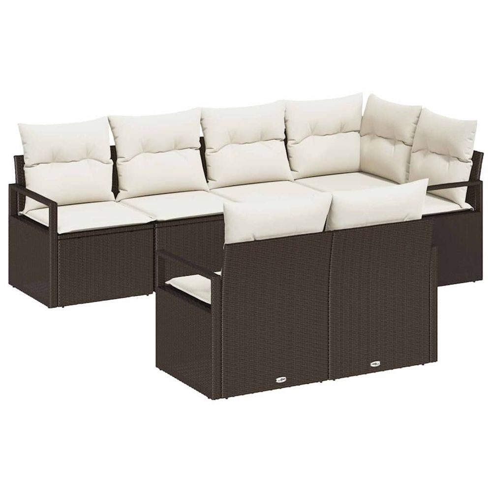 Ensemble de canapé de jardin 7 pc marron et blanc polyrotin