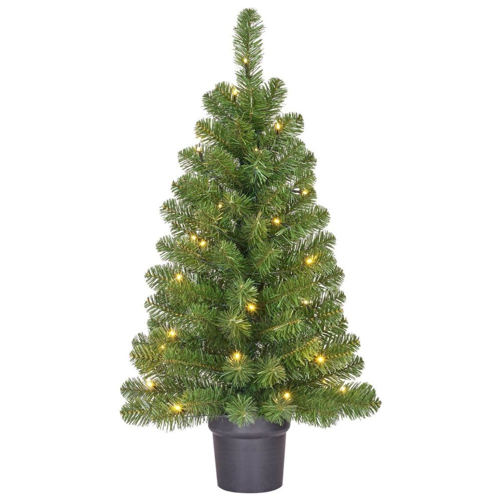 Black box trees norton sapin de noël artificiel lumineux h90 x ø50 cm - arbre en pot – decoration noel pour intérieur – vert