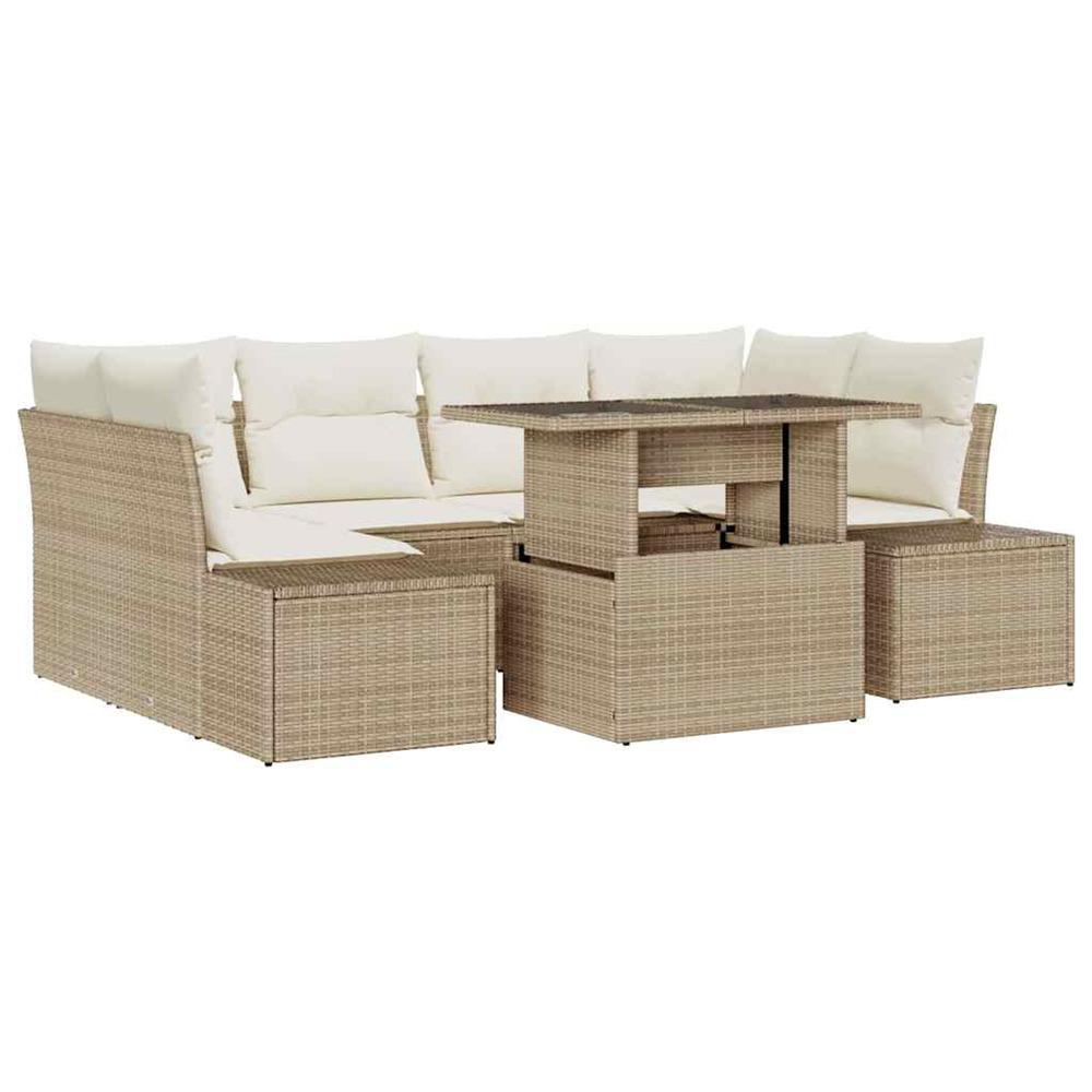 Ensemble de canapé de jardin avec coussin 7 pcs beige et crème