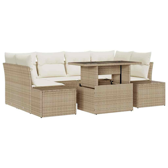 Ensemble de canapé de jardin avec coussin 7 pcs beige et crème