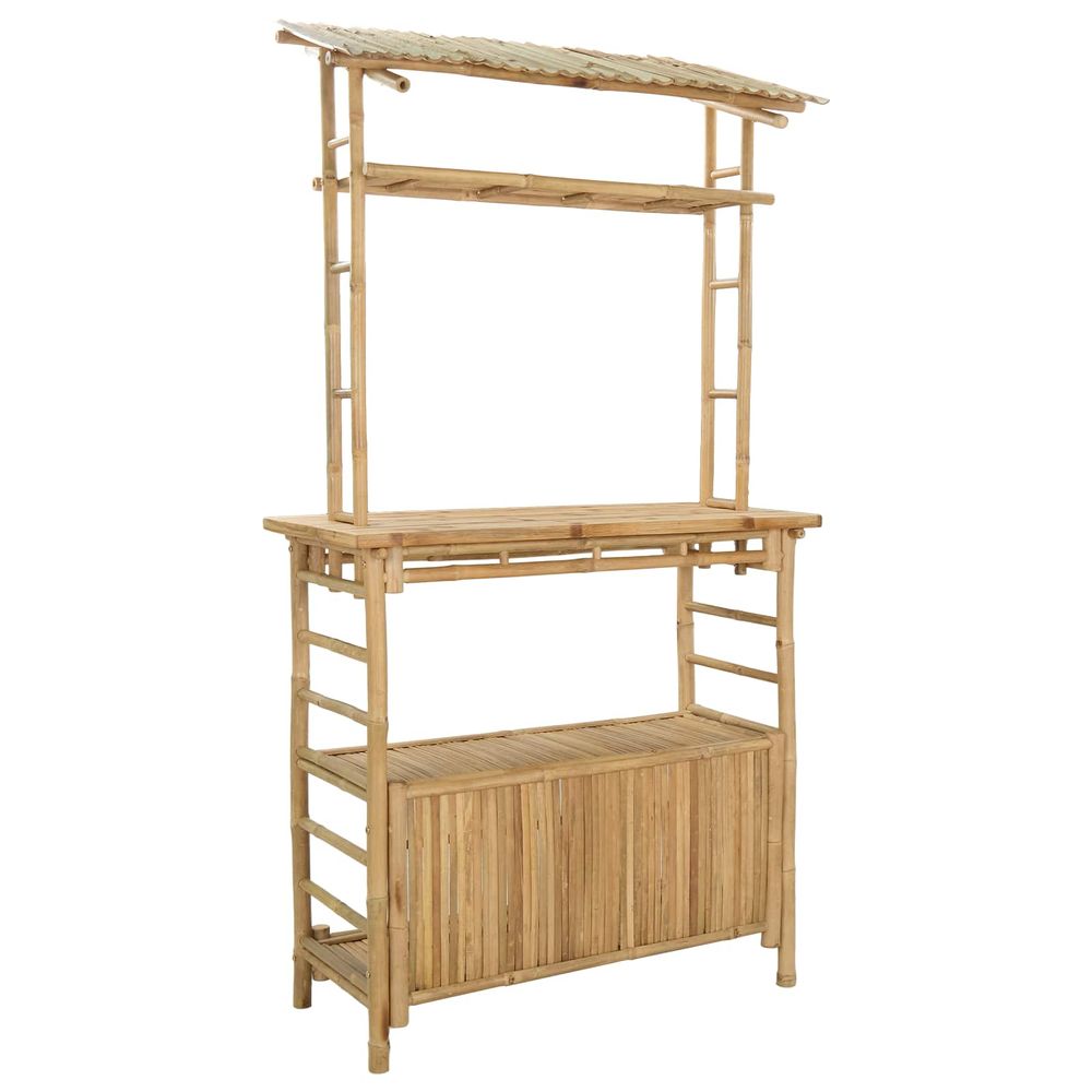 Table de bar extérieure naturel 110 x 50 x 210 cm bambou