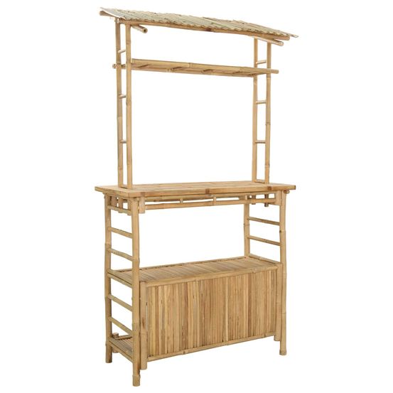 Table de bar extérieure naturel 110 x 50 x 210 cm bambou