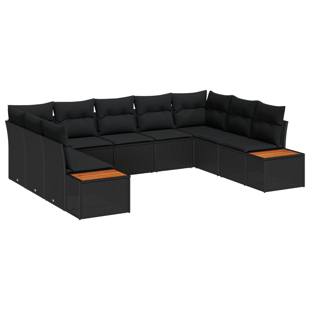 Ensemble de canapé de jardin avec coussin 5 pcs noir polyrotin