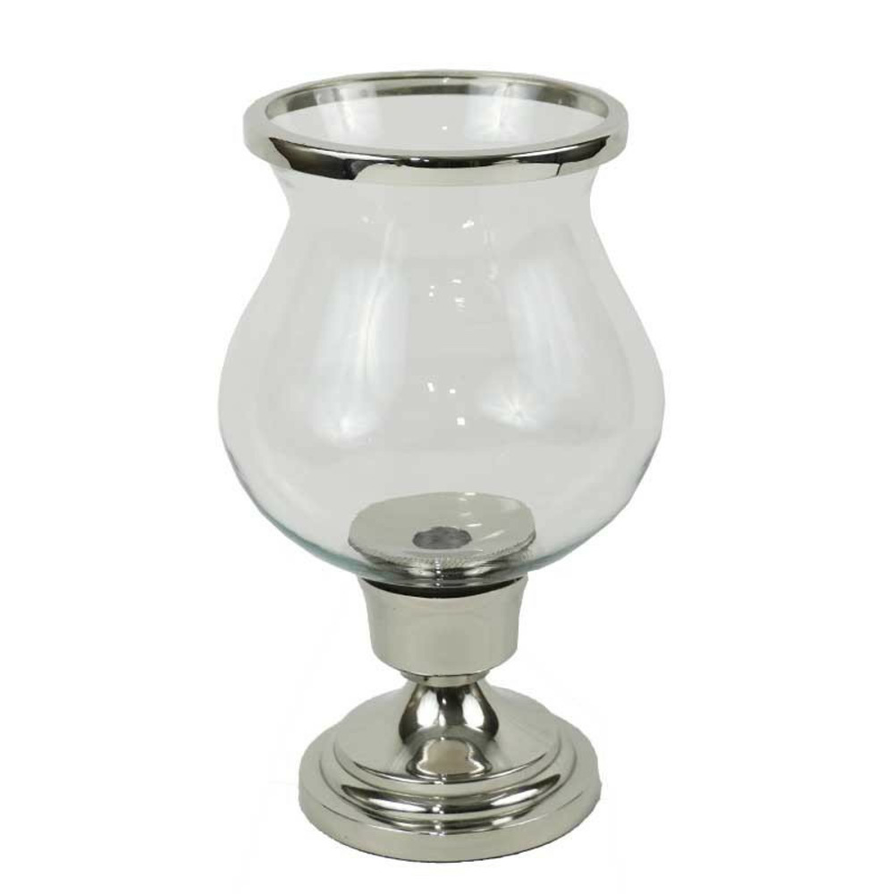 Photophore verre argenté 16x16x25cm