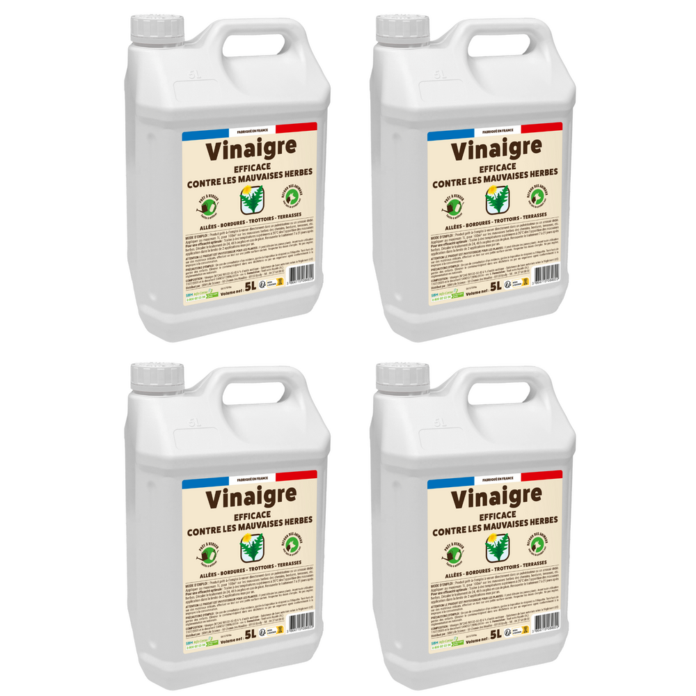 4 vinaigres désherbants - prêt a verser - grand format - 4x5l - efficace contre les mauvaises herbes - substance de bases vinpav5x4