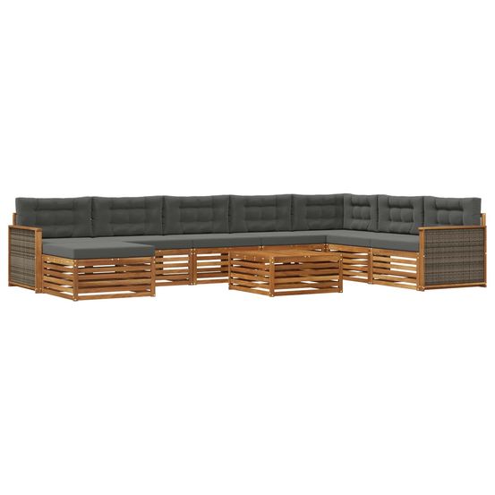 Ensemble de canapés d'extérieur 9 pc naturel et anthracite